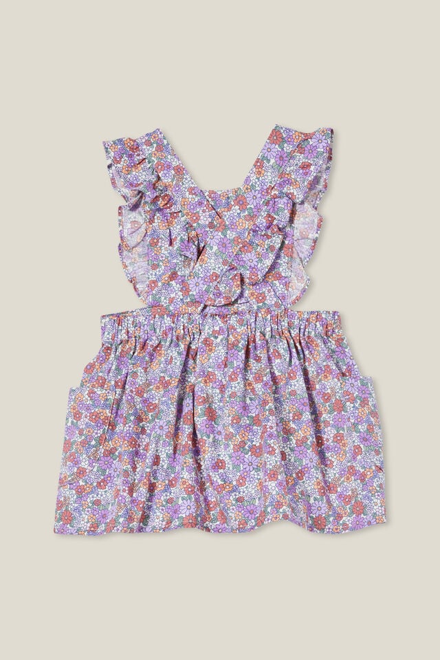 Paige Ruffle Pinafore Dress, VANILLA/CLAY PIGEON CLAIRE FLORAL