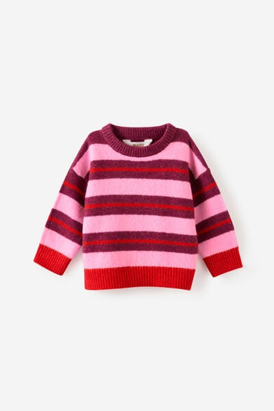 Baby Knit Jumper, STRAWBERRY MILK STRIPE