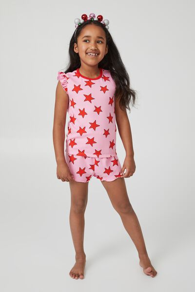 Holly Short Sleeve Pyjama Set, BUBBLEGUM POP/SCATTERED STARS