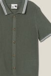 Knitted Short Sleeve Shirt, SWAG GREEN/WAFFLE KNIT - alternate image 2