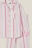 Angie Long Sleeve Pyjama Set, CRYSTAL PINK/MULTI STRIPE - alternate image 2