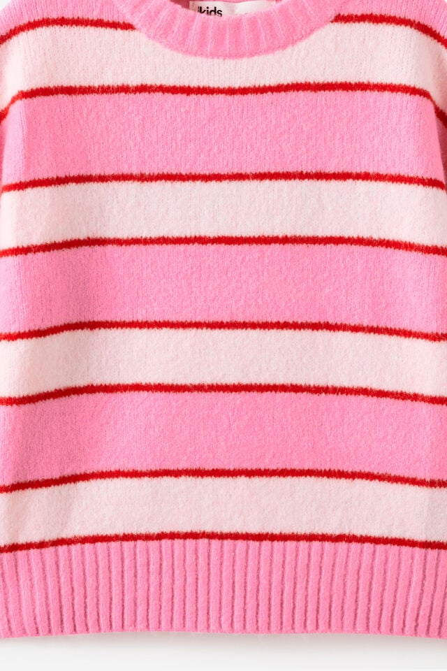 Soft Knit Sweater, STRAWBERRY MILK/STRIPES