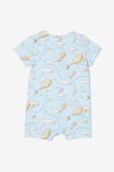 Dr Suess The Billie Short Sleeve Zip Romper, LCN DRS FROSTY BLUE/OH THE PLACES - alternate image 3