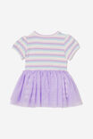 Violet Puff Sleeve Tulle Dress, VINTAGE LILAC/RAINBOW STRIPE - alternate image 3