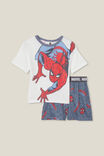 Spiderman Damon Short Sleeve Pyjama Set License, LCN MAR VANILLA/SPIDERMAN CRAWL - alternate image 2