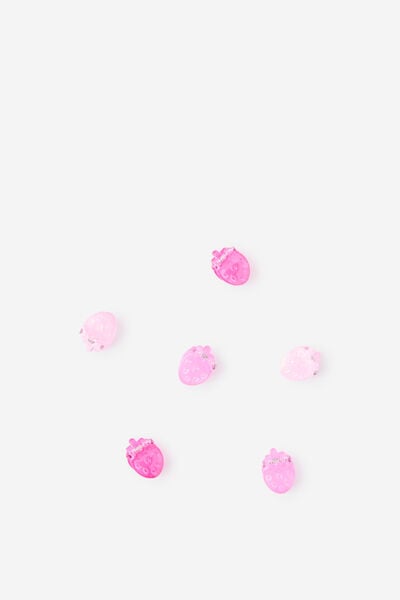 Kids Mini Claw Clip Pack, PETAL PINK/STRAWBERRIES
