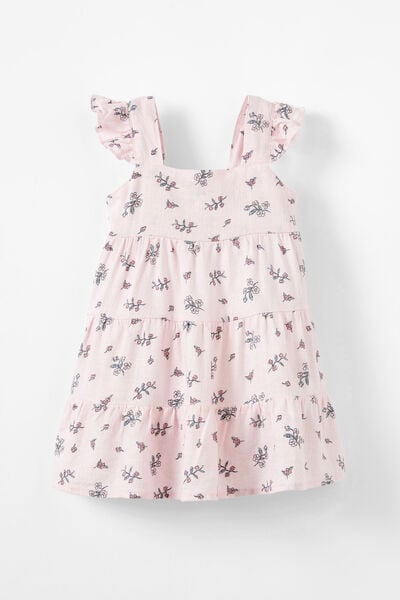 Annie Woven Ruffle Sleeve Tiered Dress, BALLERINA/DITSY FOLK FLORAL