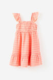Gigi Flutter Sleeve Dress, APRICOT MIST/SUNKISSED GINGHAM - example image 2