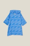 Kids Short Sleeve Hooded Towel, DUSK BLUE/DROP PILE WAVES - alternate image 1