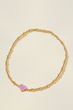 Kids Beaded Necklace, LILAC & GOLD HEART - alternate image 1