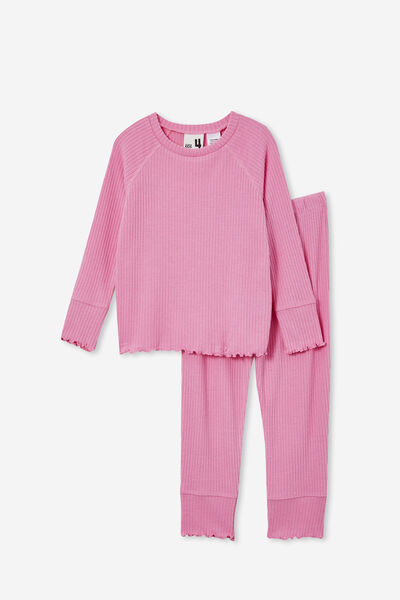 Dakota Long Sleeve Pyjama Set, PINK GERBERA