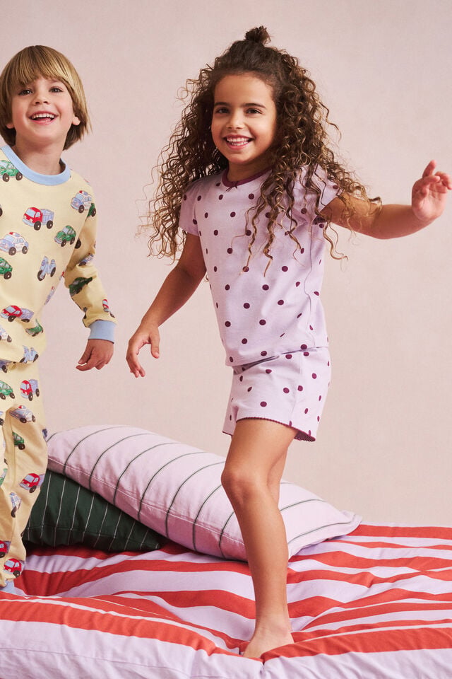 Dreamdrift Puff Short Slv Pj Set, VINTAGE LILAC/BERRY JAM ARIA SPOT