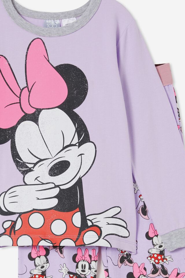 Disney Florence Long Sleeve Pyjama Set, LCN DIS LILAC DROP/BLUSHING MINNIE