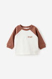Baby Rugby Long Sleeve Top, LIGHT BROWN/VANILLA - example image 1