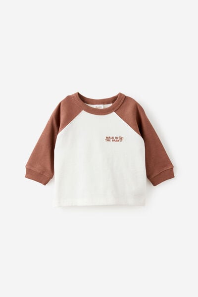 Baby Rugby Long Sleeve Top, LIGHT BROWN/VANILLA