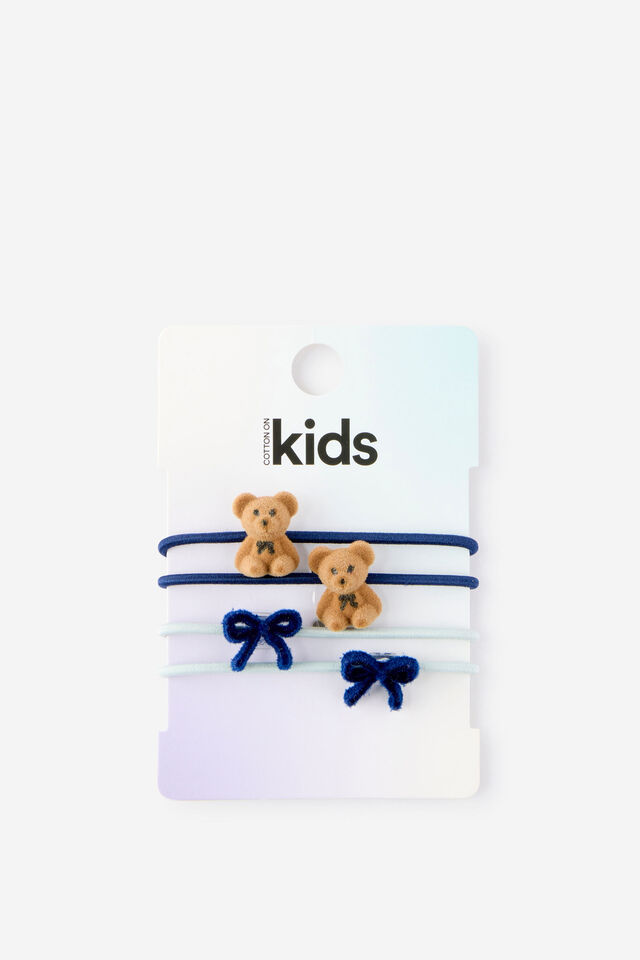 Kids Multi Pack Hair Ties, TEDDY BEARS/BOWS