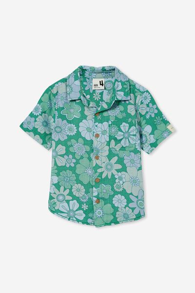 Resort Short Sleeve Shirt, TURTLE GREEN FLORAL