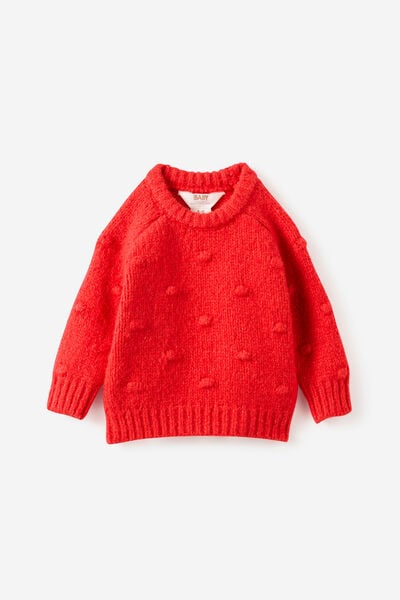 Baby Organic Blend Knit Sweater, VARSITY RED MARLE