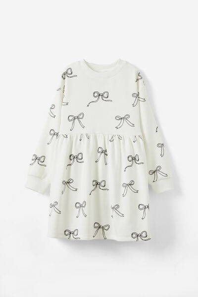 Tessa Fleece Dress, VANILLA/BOWS