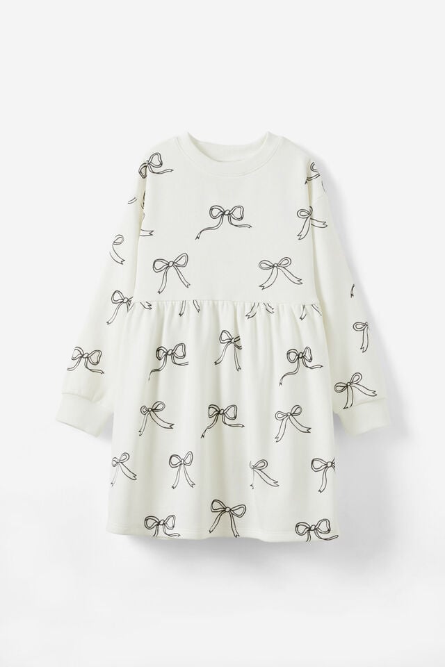 Tessa Fleece Dress, VANILLA/BOWS