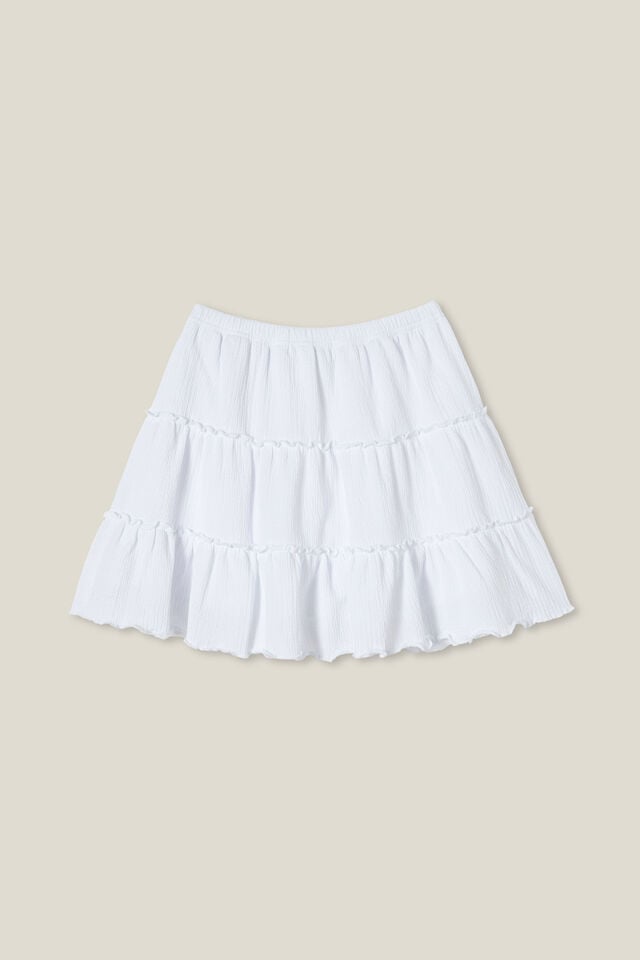 Hallie Tiered Skirt, WHITE