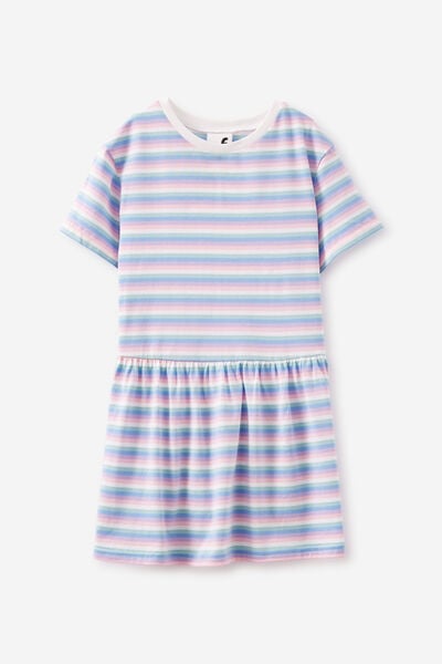 Willow Short Sleeve Dress, SKY RAINBOW STRIPE