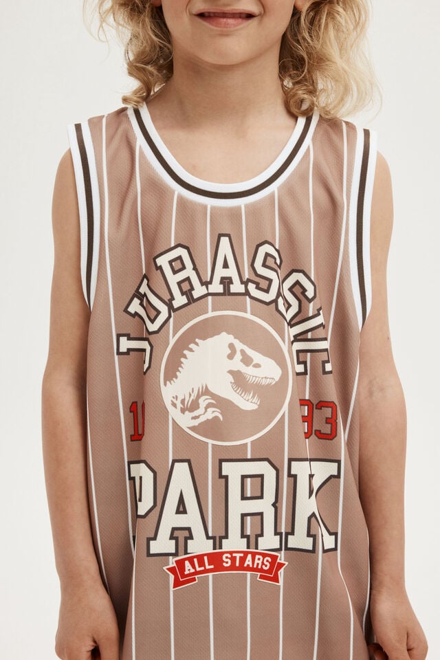 Jurassic Park Basketball Tank, LCN UNI TAUPY BROWN & WHITE STRIPE/JURASSIC P