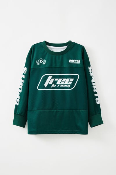 Long Sleeve Mesh Sport Tee, PINE TREE GREEN/SWAG GREEN/FREE TO ROAM