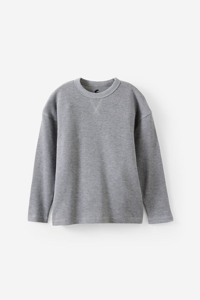 Waffle Long Sleeve Tee, GREY MARLE