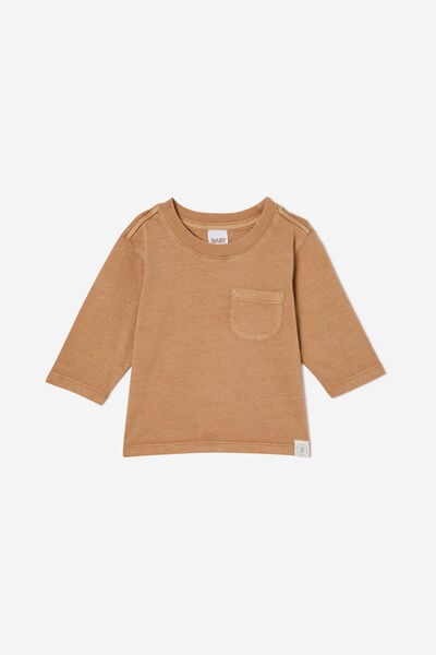 Jamie Long Sleeve Tee, TAUPY BROWN WASH