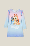 Camiseta - Maddi Long Sleeve Flutter Nightie Licensed, LCN BLU MULTI/CHILLI-BINGO-BLUEY HUGS - vista alternativa 1