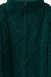 Boys Cable Knit 1/4 Zip, WINTER JADE - example image 2