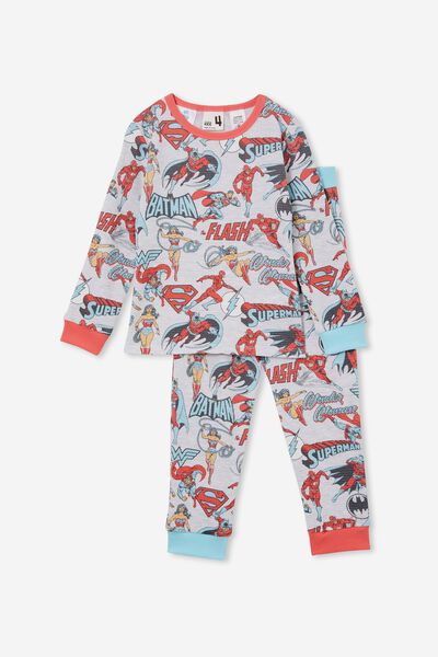 Farrah Long Sleeve Pyjama Set License, LCN WB SNOW MARLE/SUPERHEROS