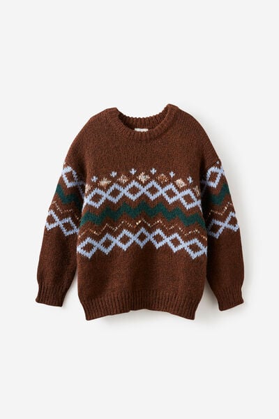 Boys Cosy Crew Neck Sweater, ROCKY ROAD FAIRISLE