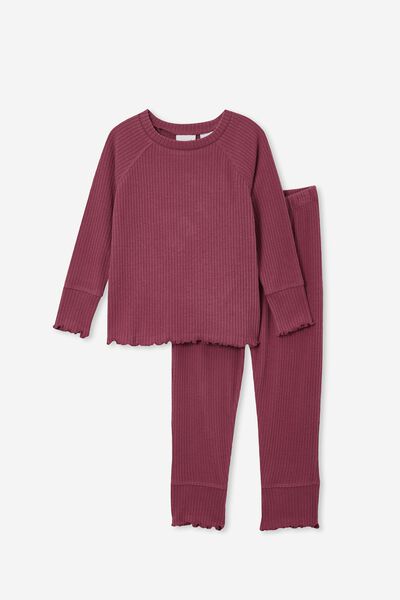 Dakota Long Sleeve Pyjama Set, VINTAGE BERRY