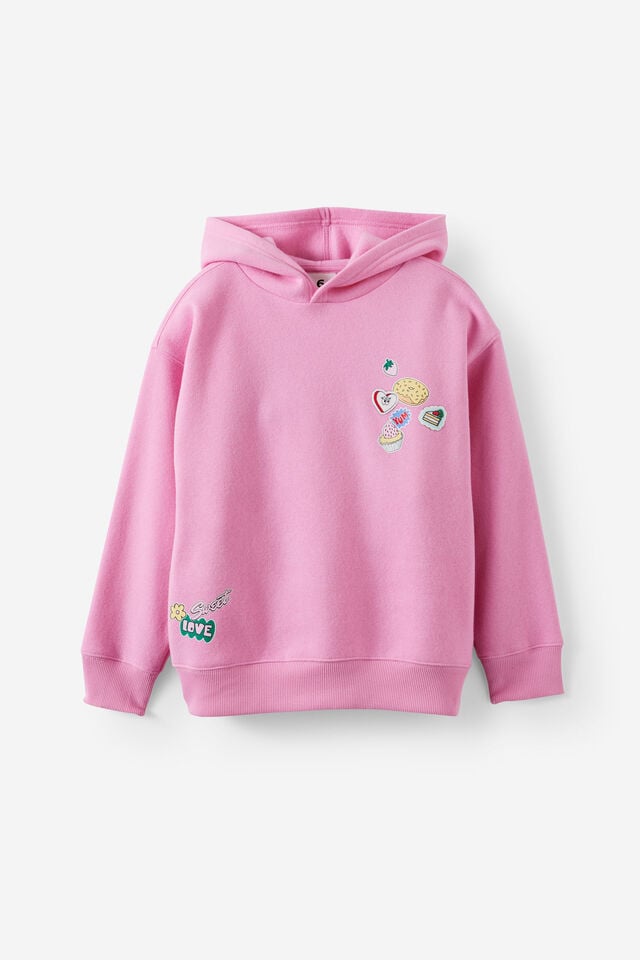 Sammy Oversized Hoodie, SWEET TREATS STICKERS/STRAWBERRY MILK