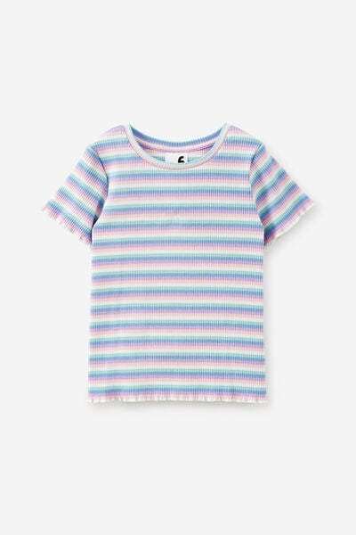 Camiseta - Raya Rib Baby Tee, RAINBOW SKY STRIPE RIB