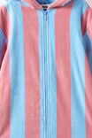 Kids Zip Thru Hooded Towel, SUNKISSED/CLOUD BLUE BOLD STRIPE - example image 3