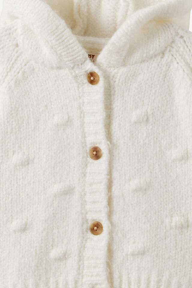Organic Blend Knit Hooded Cardigan, MILK