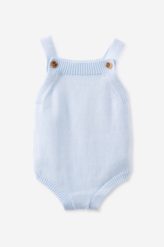 Organic Knit Bubbbysuit, WHITE WATER BLUE