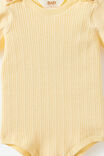 Baby Organic Blend Knit Short Sleeve Bubbysuit, LEMON SQUASH/MARLE - example image 2