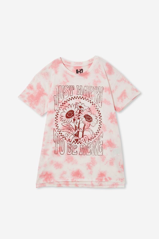 Pippy Short Sleeve Tee, MARSHMALLOW TIE DYE/JUST HAPPY TO BE HERE