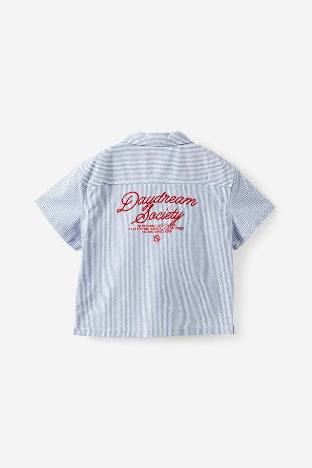Jasper Boxy Skate Shirt, BLUE STRIPE EMB