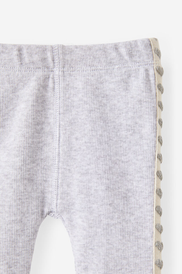 Baby Essential Rib Legging, CLOUD MARLE/HEART TRIM