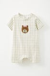 The Short Sleeve Romper, RAINY DAY/GINGHAM BEAR - alternate image 1