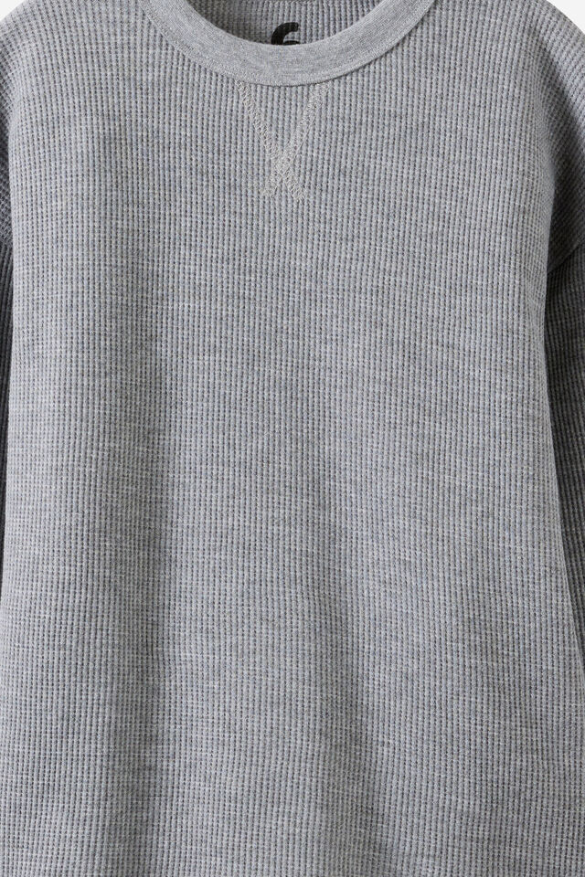 Waffle Long Sleeve Tee, GREY MARLE
