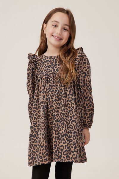 Holly Long Sleeve Dress, TAUPY BROWN/MOLLY LEOPARD