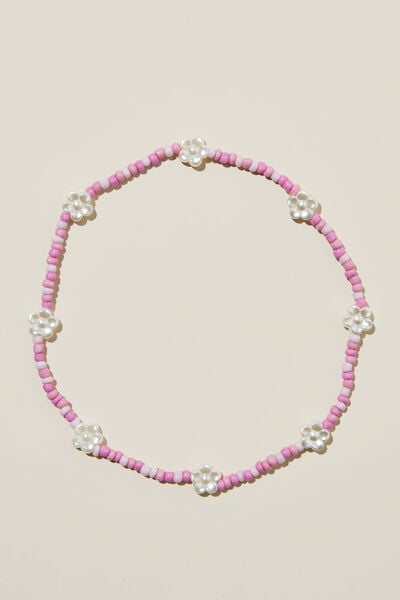 Kids Beaded Necklace, PINK MULTI/FLOWERS