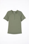 Flynn Short Sleeve Zip Thru Rash Vest, SWAG GREEN/RIB - alternate image 1