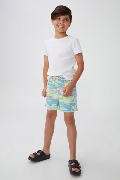 Bailey Board Short, RAINBOW/WATER PUDDLES